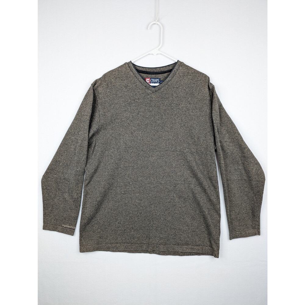 Chaps Ralph Lauren Sweatshirt Mens Large Brown Long Sleeve Pullover V Neck